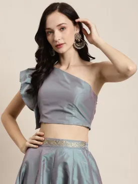 Sea Green One Shoulder Crop Top