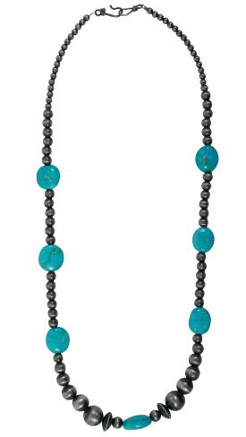 Sonoran Turquoise & Navajo Pearl Necklace | Artisan Handmade