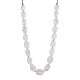 Sterling Silver Knotted Rose Quartz Necklace on Cord