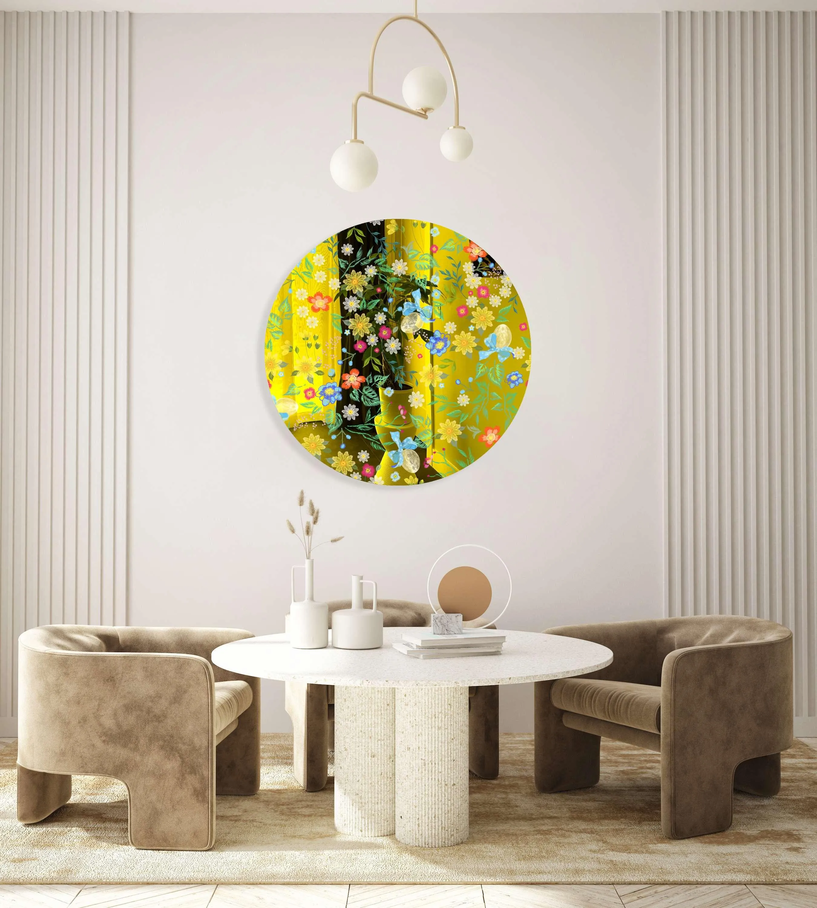 Summer Flowers Printed Mirror Acrylic Circles