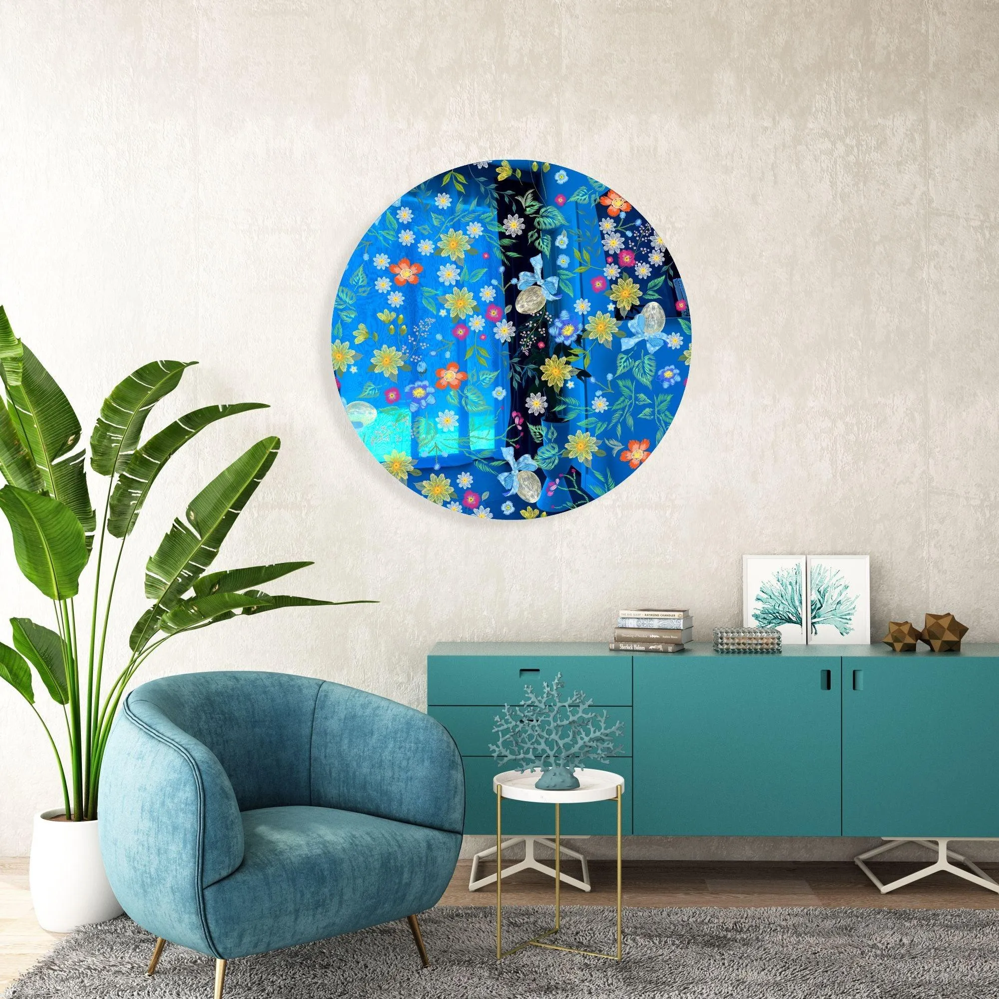 Summer Flowers Printed Mirror Acrylic Circles