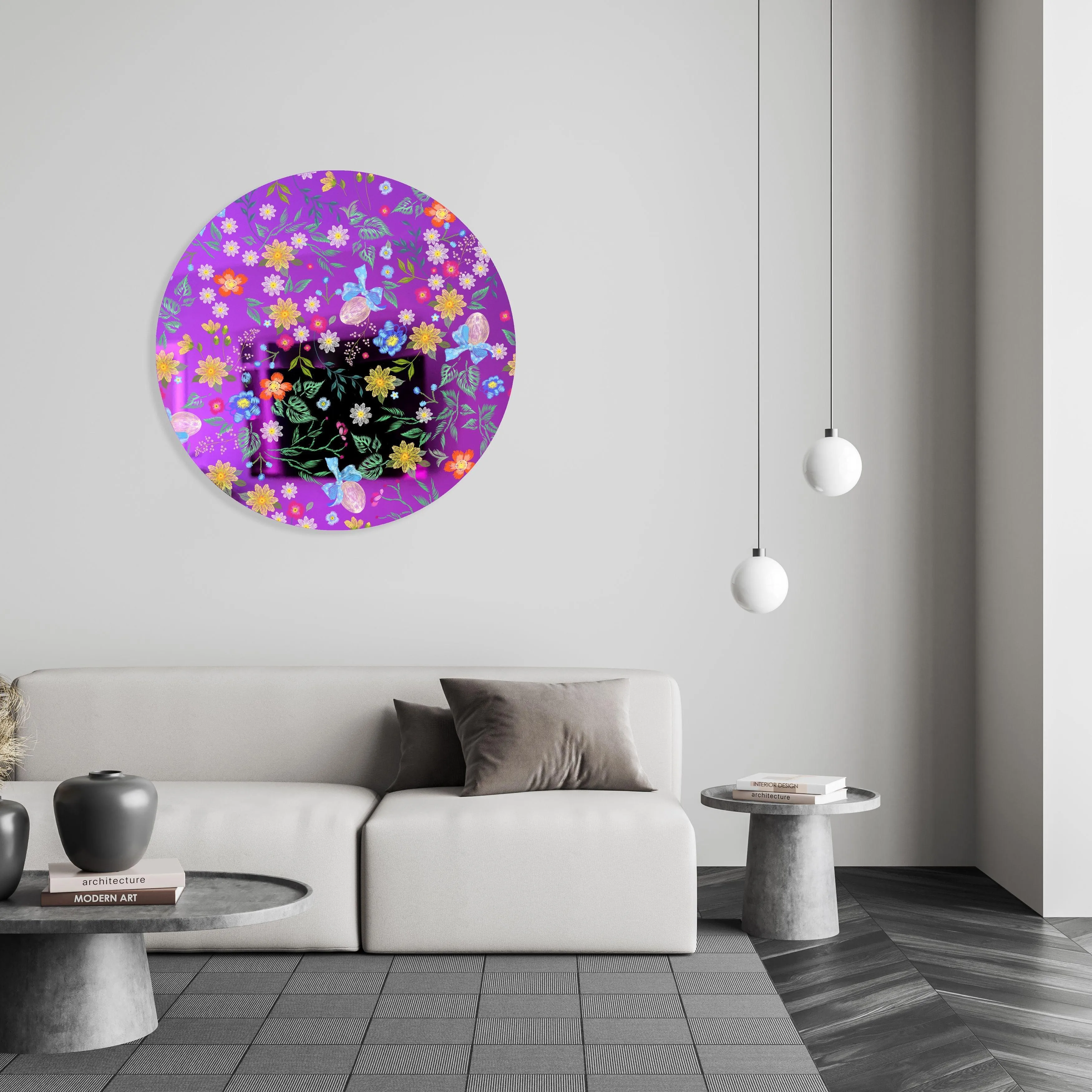 Summer Flowers Printed Mirror Acrylic Circles