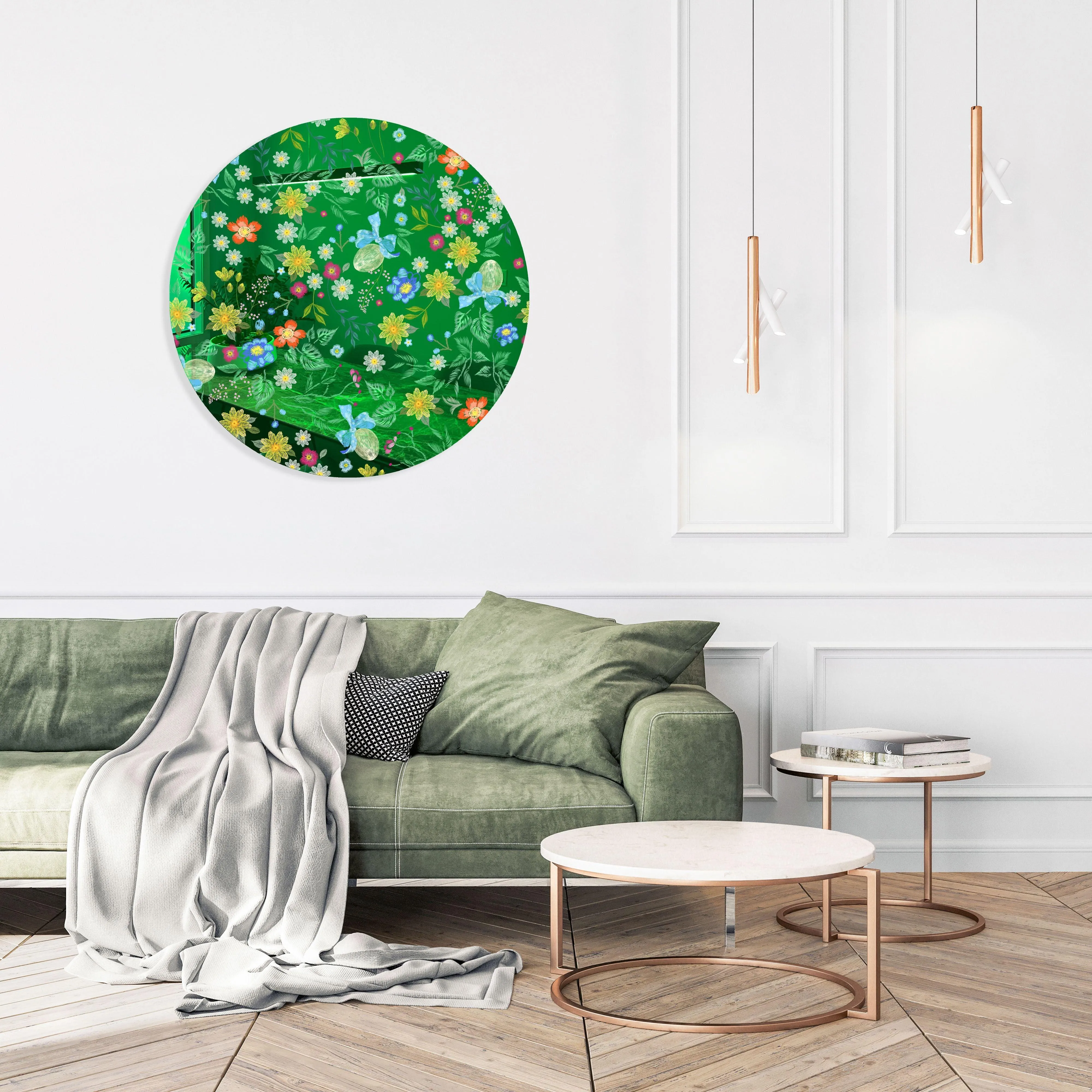 Summer Flowers Printed Mirror Acrylic Circles