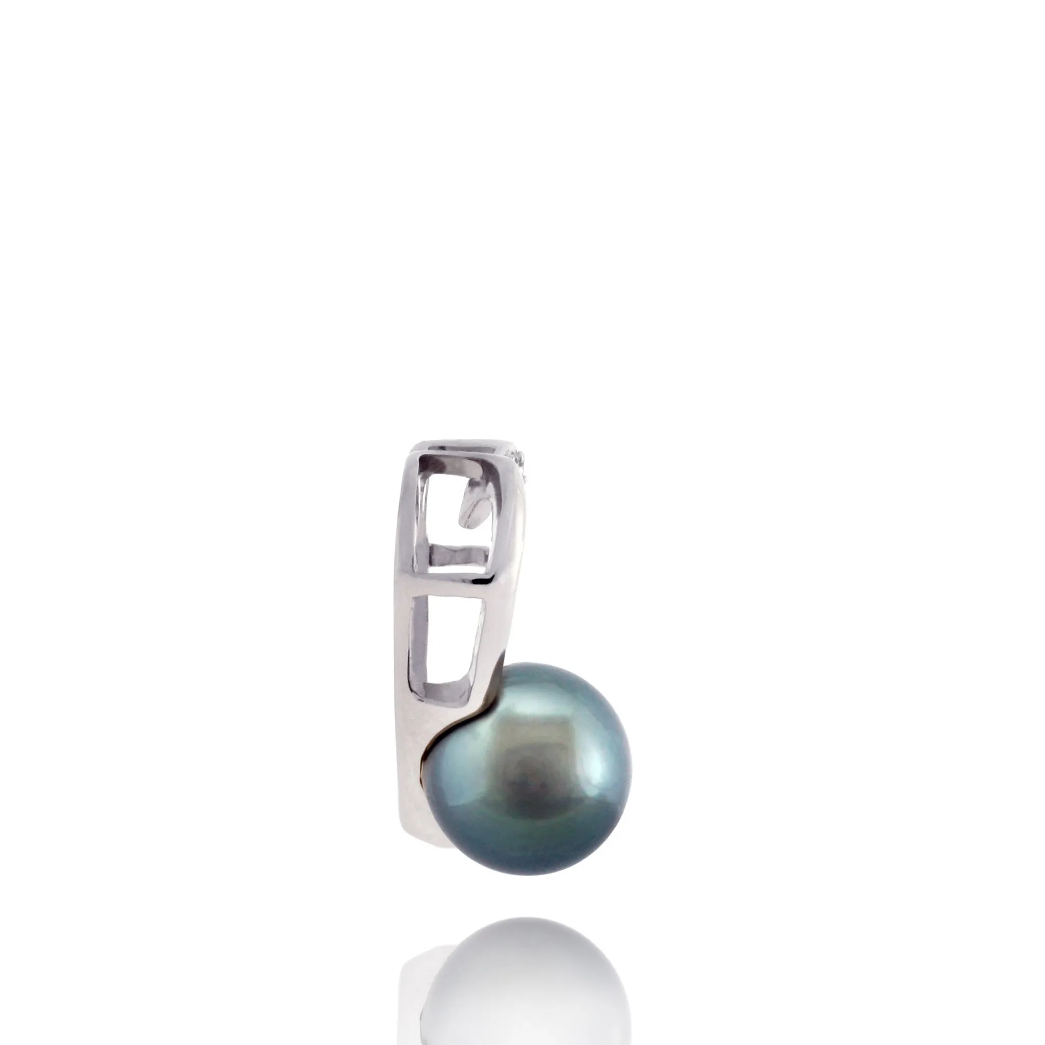 Tahitian pearl pendant 18k white gold with diamonds - Forever