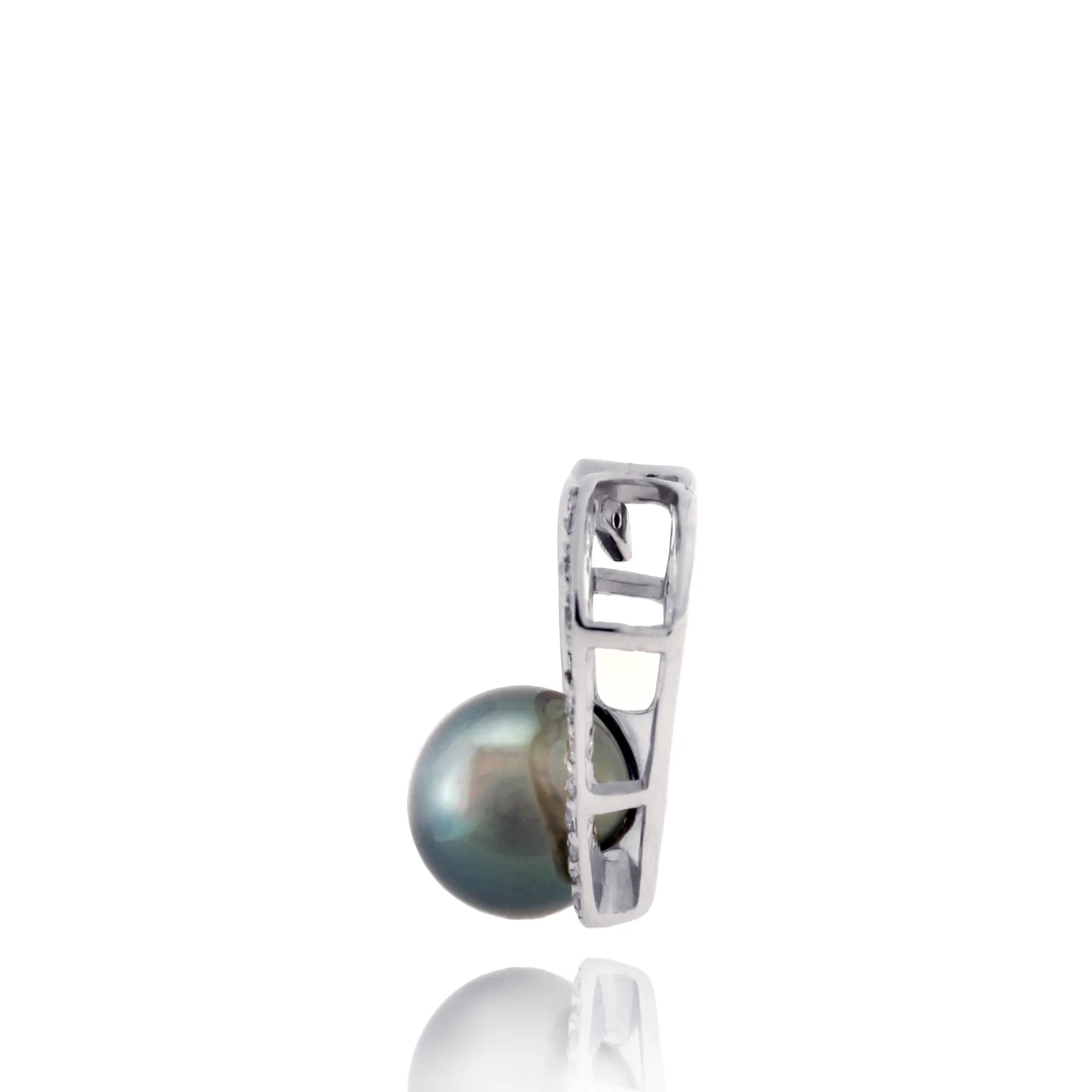 Tahitian pearl pendant 18k white gold with diamonds - Forever