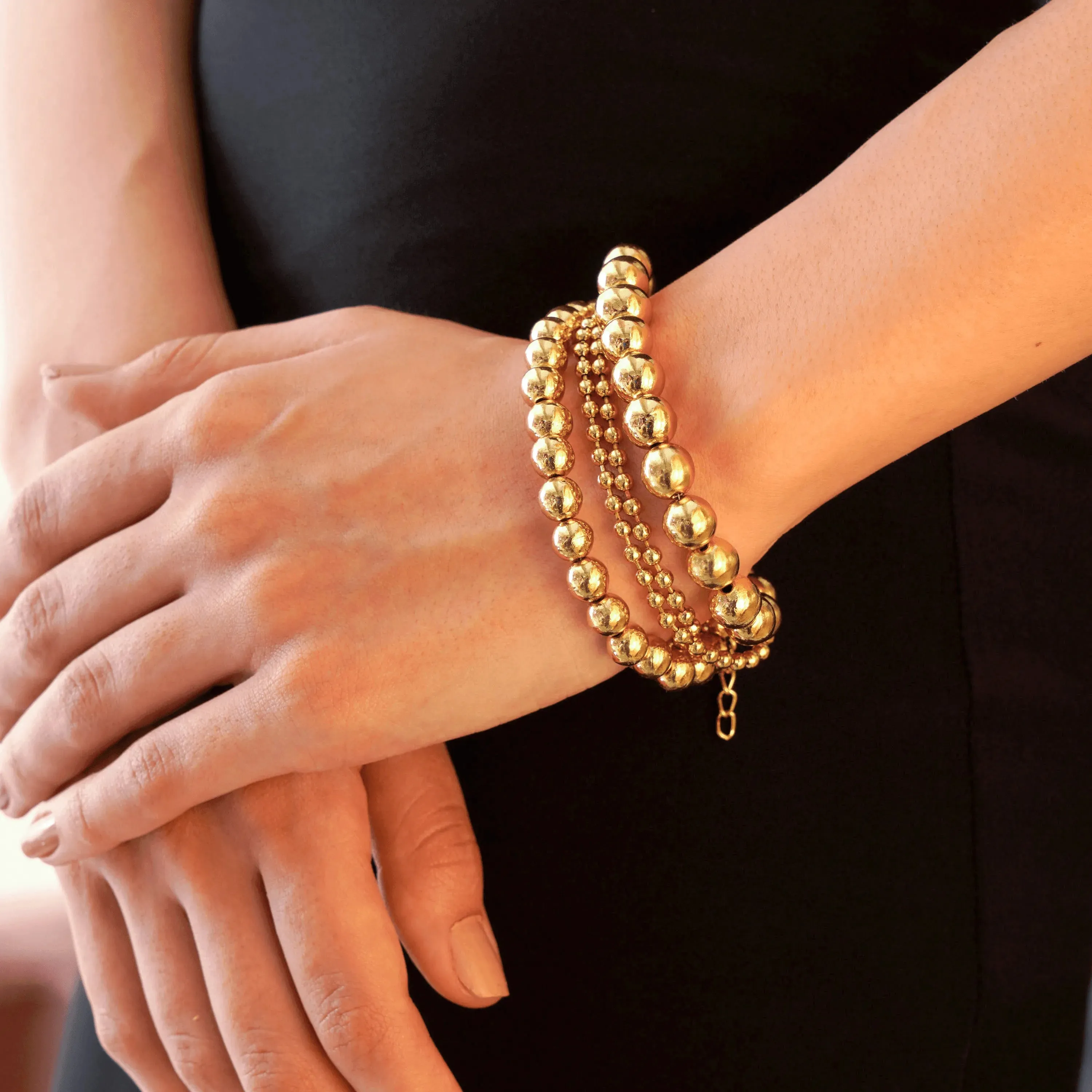 TFC Bold Beads Gold Plated Bracelet Stack