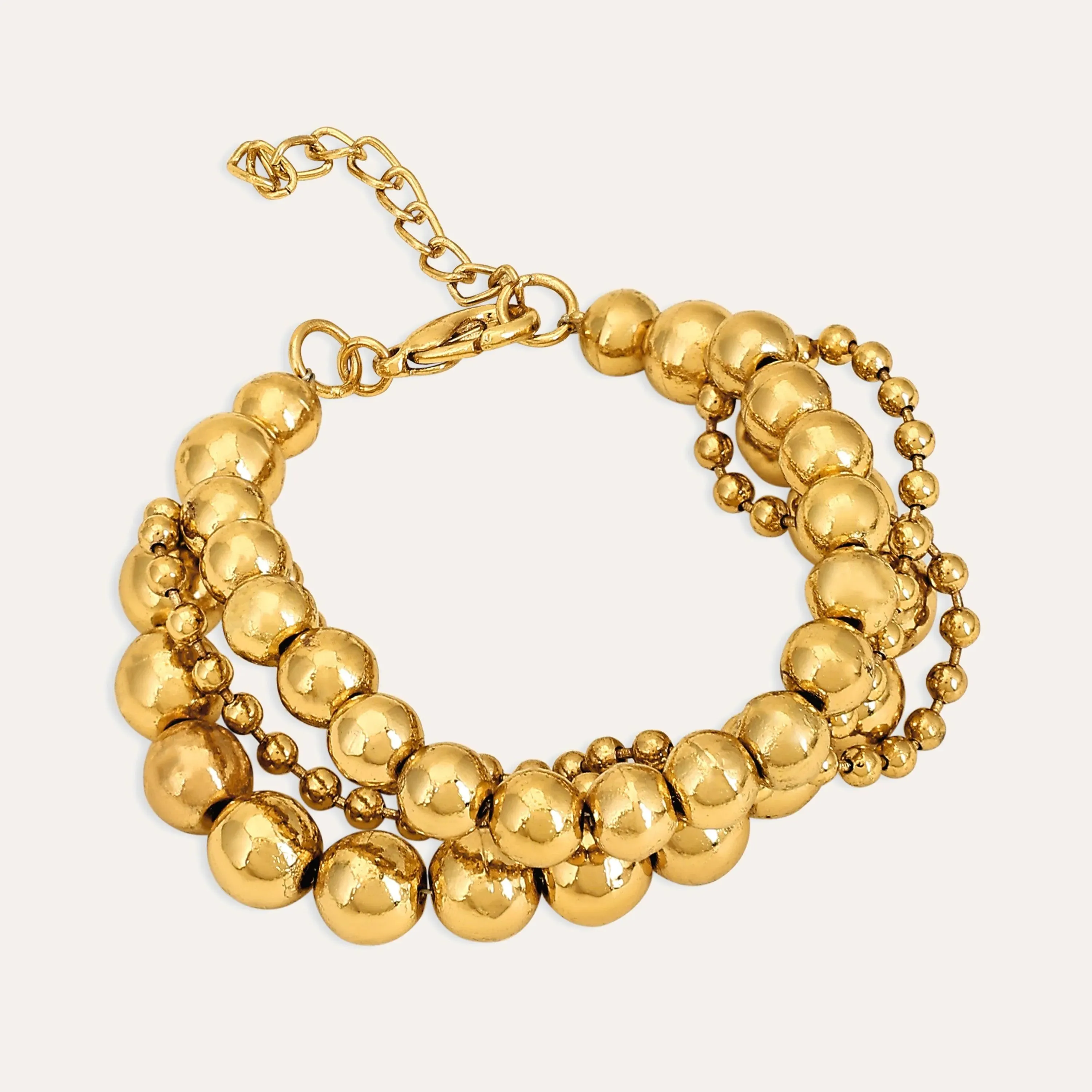 TFC Bold Beads Gold Plated Bracelet Stack