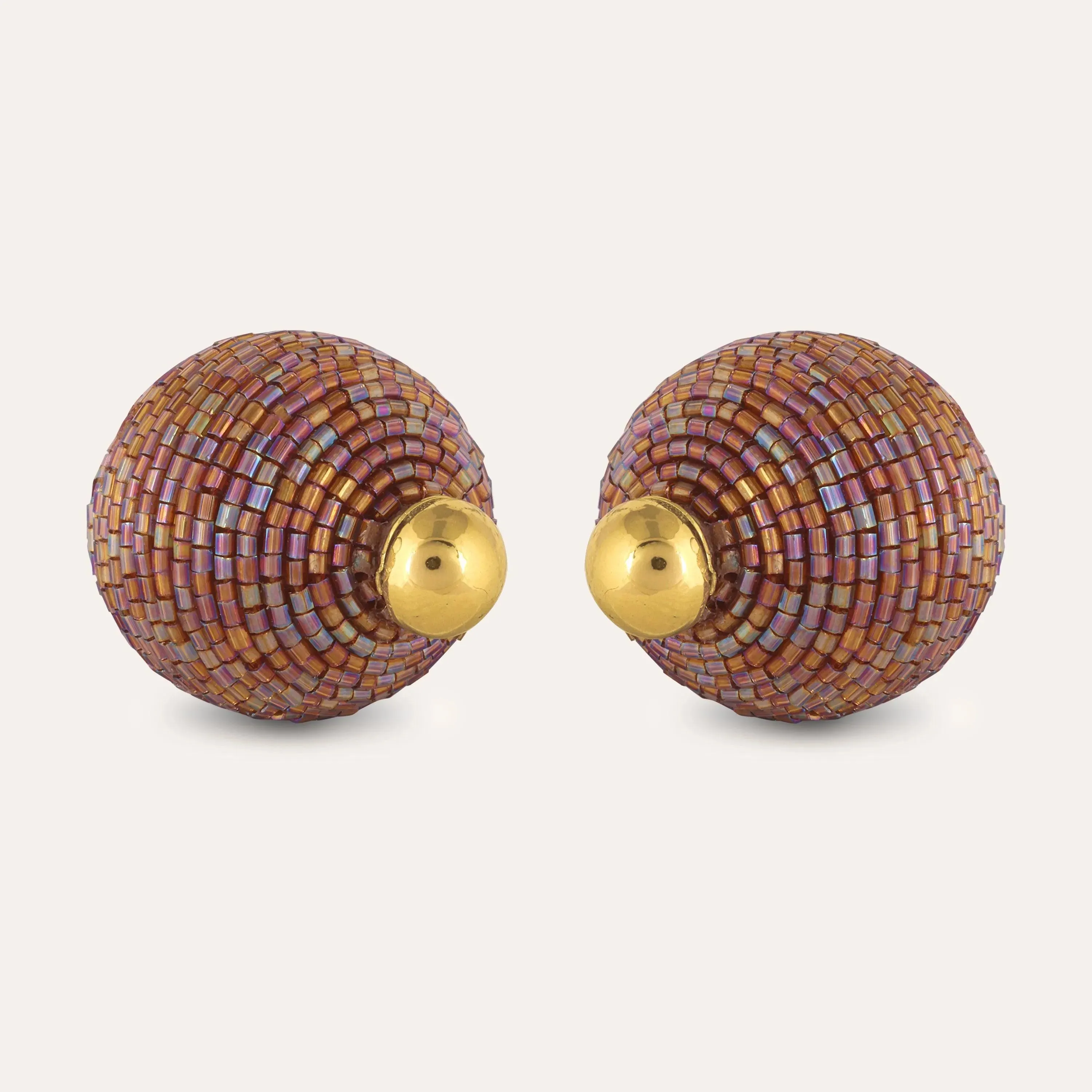 TFC Brown and Gold Cutdana 2 Way Festive Stud Earrings