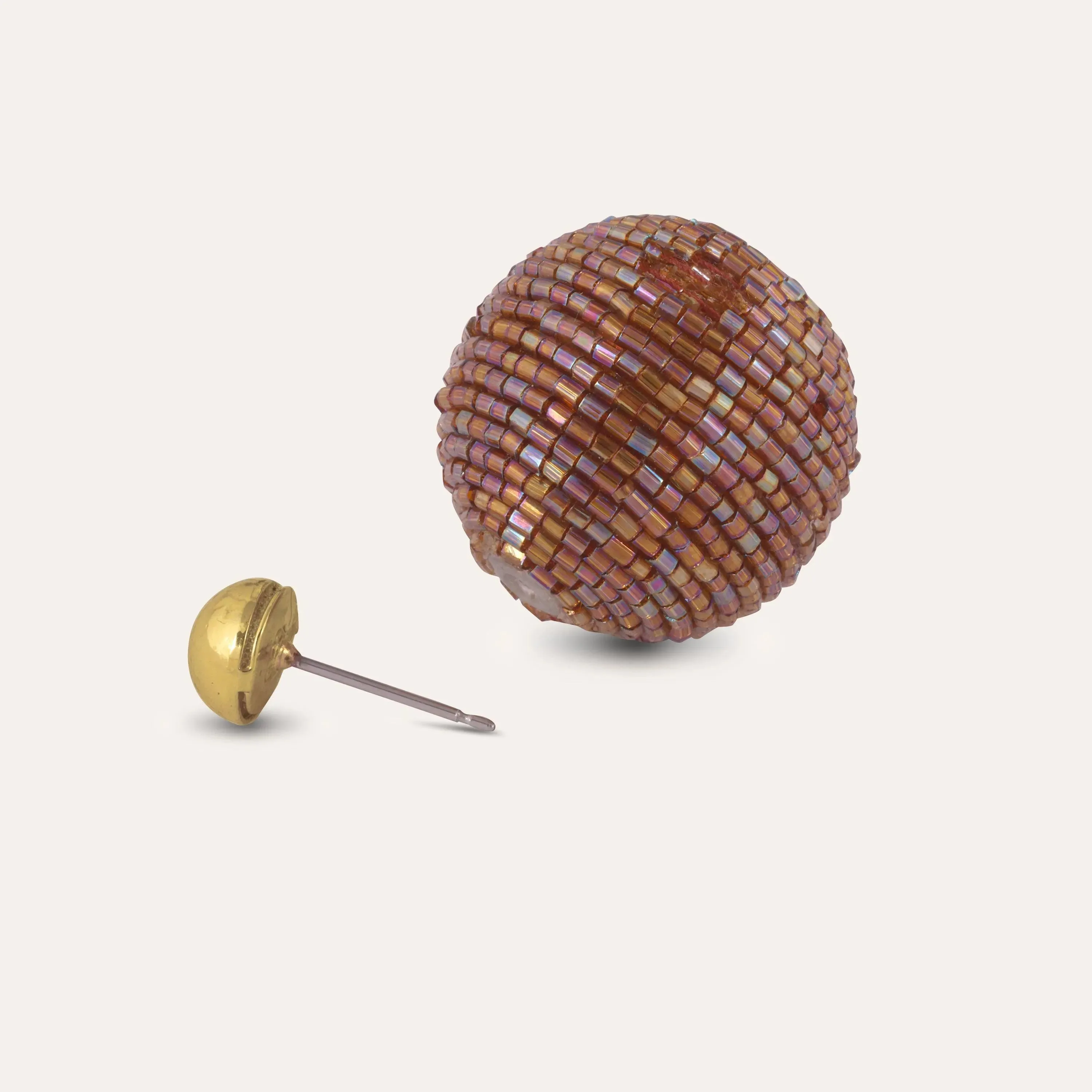 TFC Brown and Gold Cutdana 2 Way Festive Stud Earrings