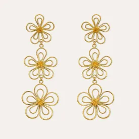 TFC Floral Treasures Gold Plated Statement Dangler Earrings