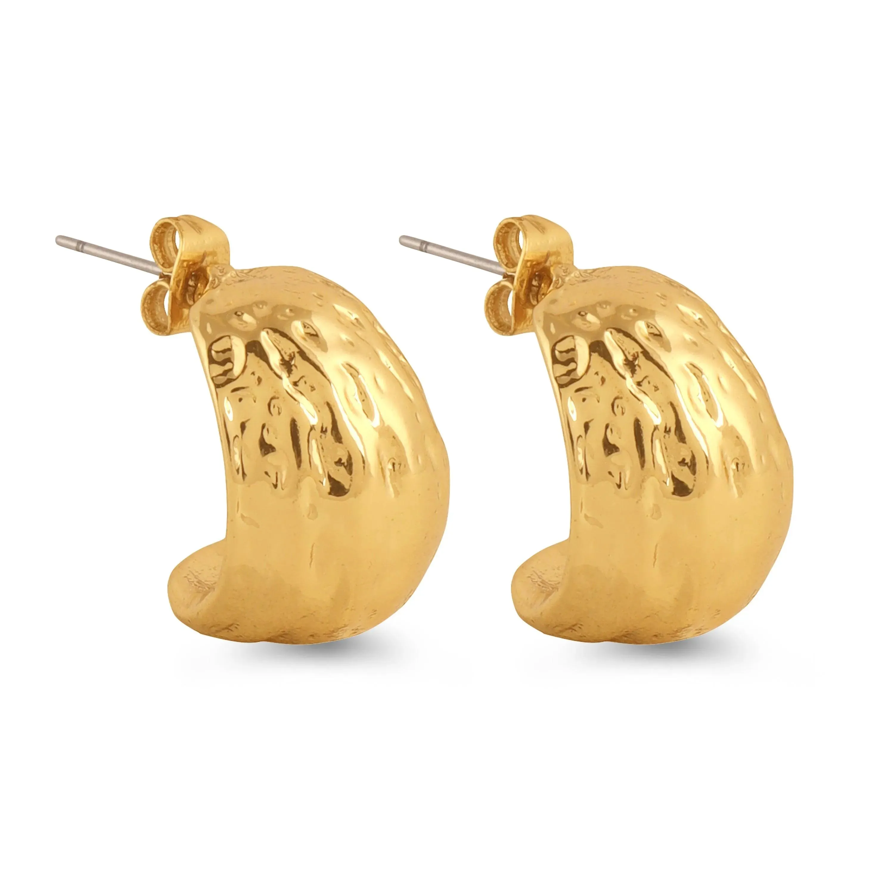 TFC Fluffy Feathers Gold Plated Stud Earrings