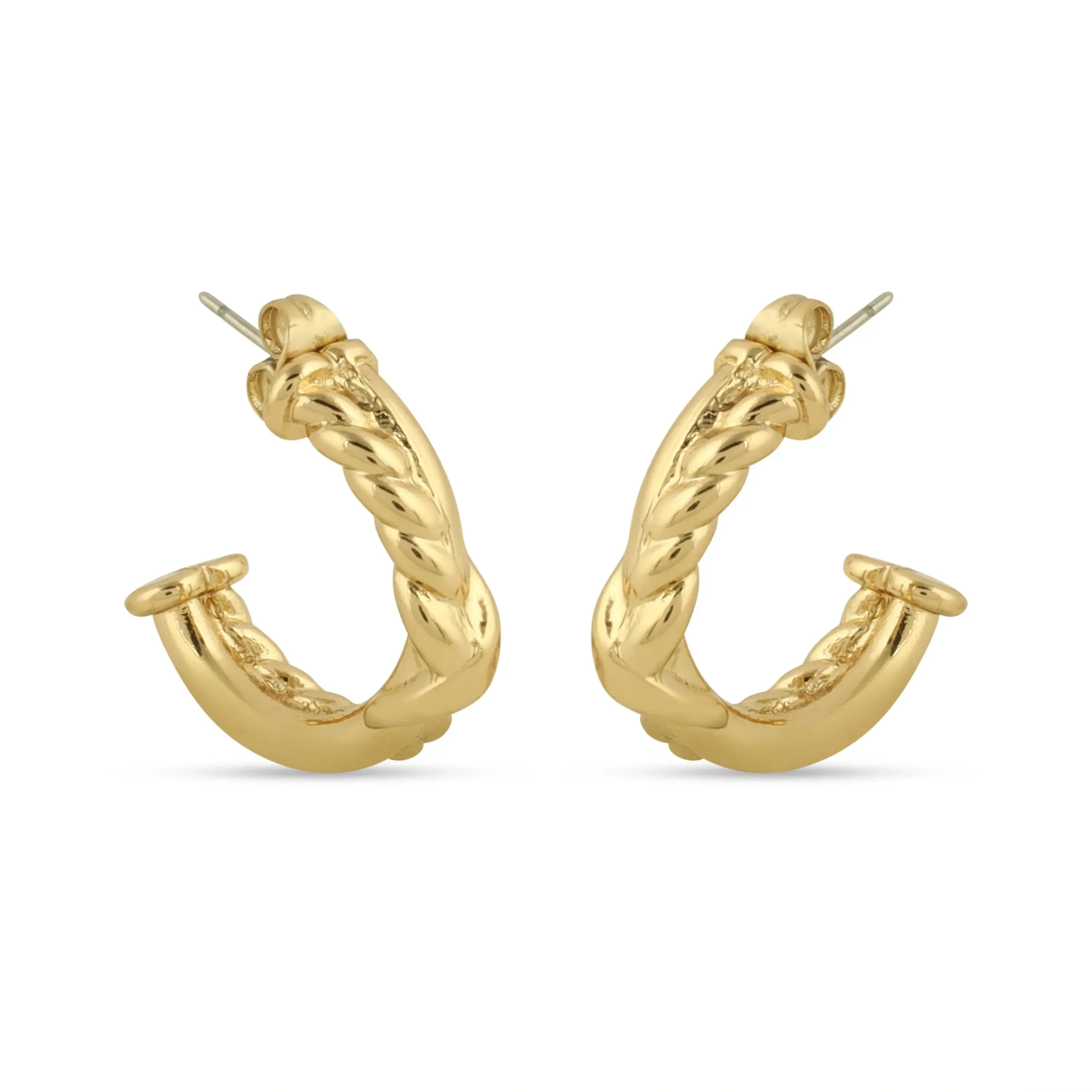 TFC Half n Half Curly Gold Plated Hoop Earrings