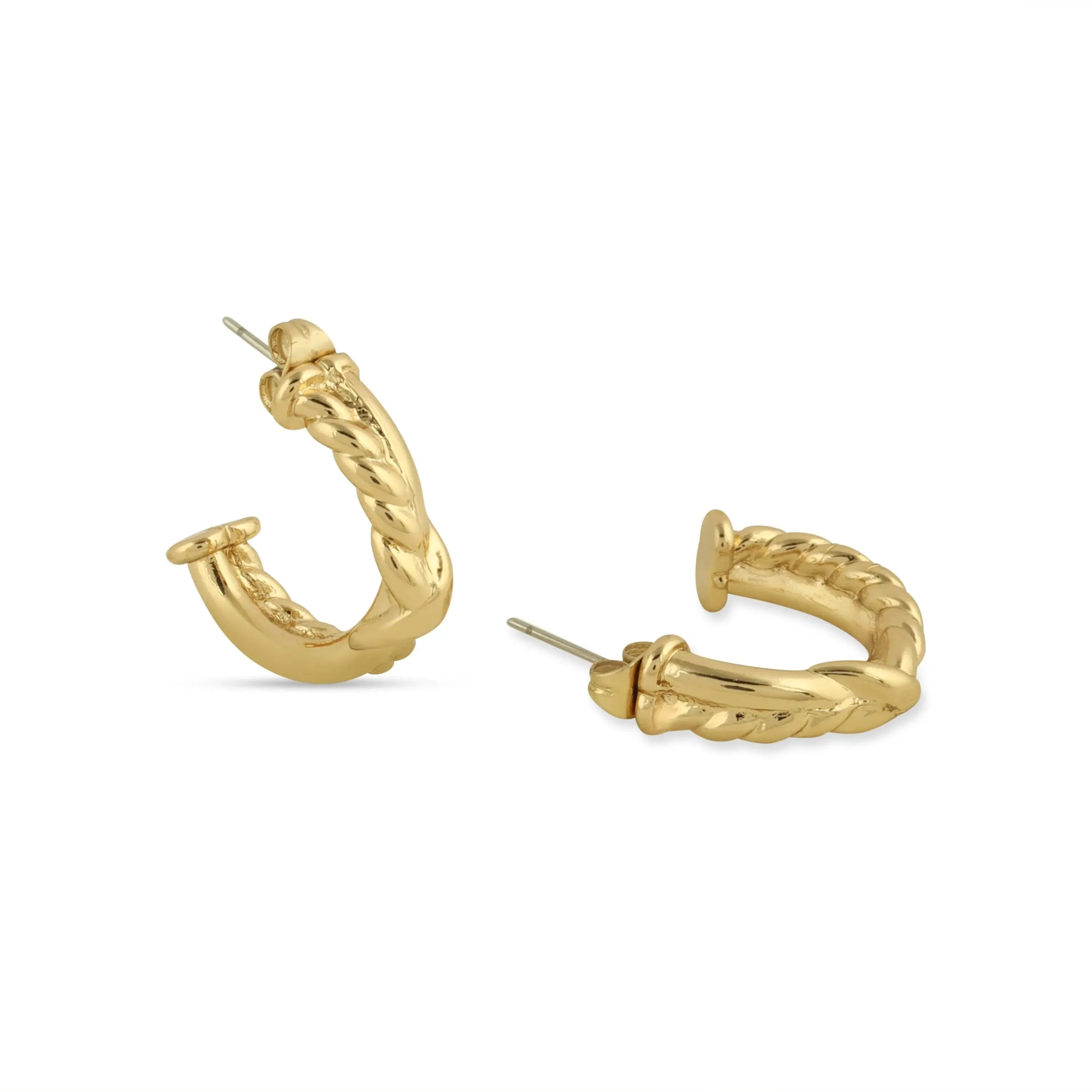 TFC Half n Half Curly Gold Plated Hoop Earrings