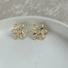 TFC Infinity Floral Gold Plated Stud Earrings