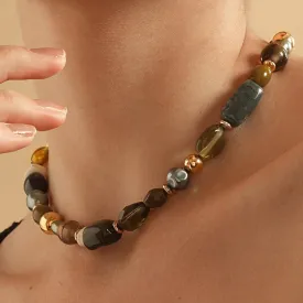 TFC Olive and Gold Beads Necklace