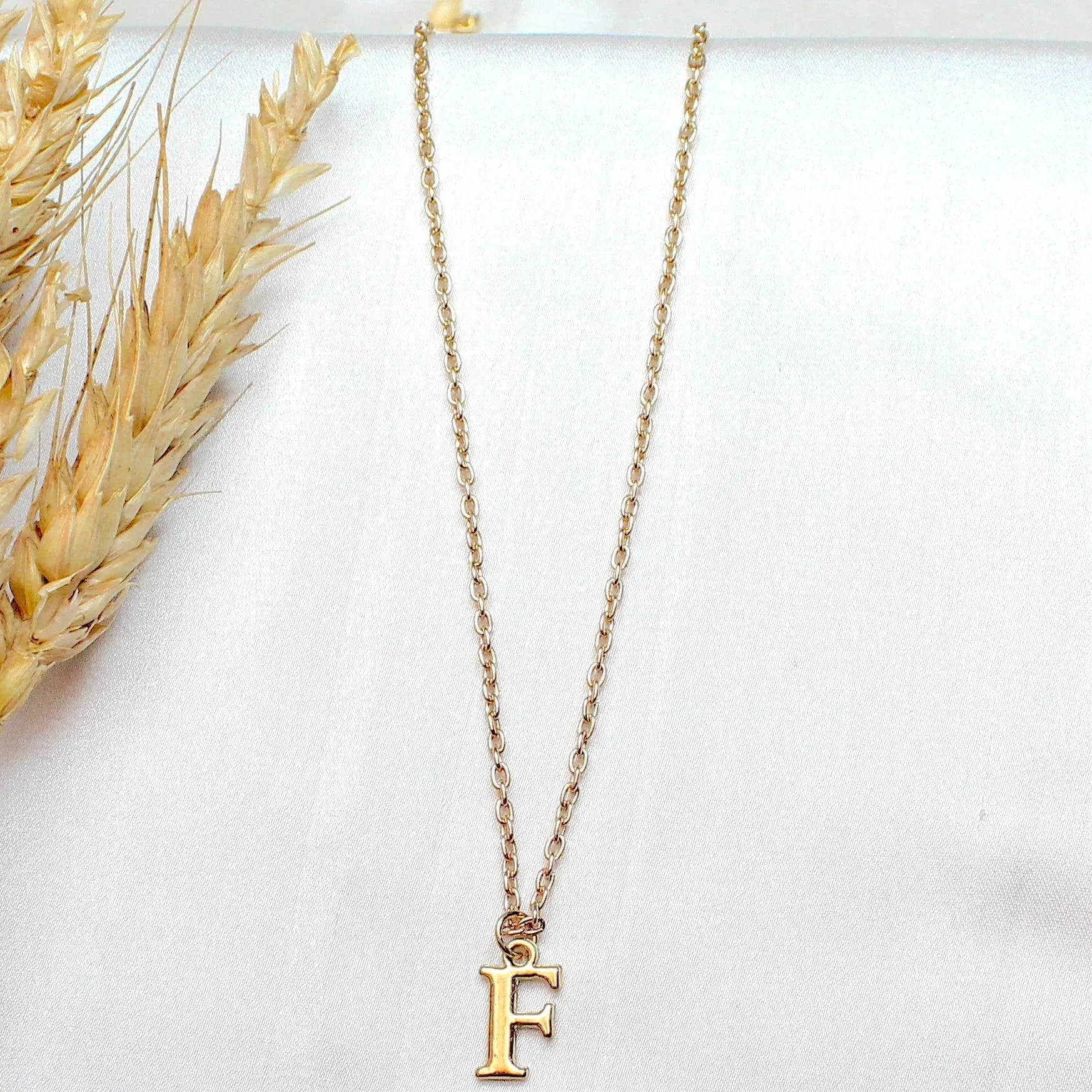 TFC Small Letter F - Gold Plated Pendant Necklace